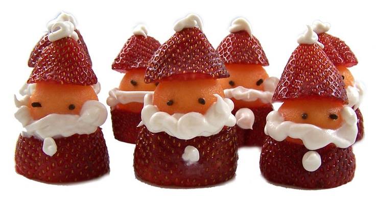 Cantaloupe & Strawberry Santas